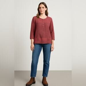 Sundance | Pink Mauve Crochet Eyelet Bohemian Blouse Top Size Small